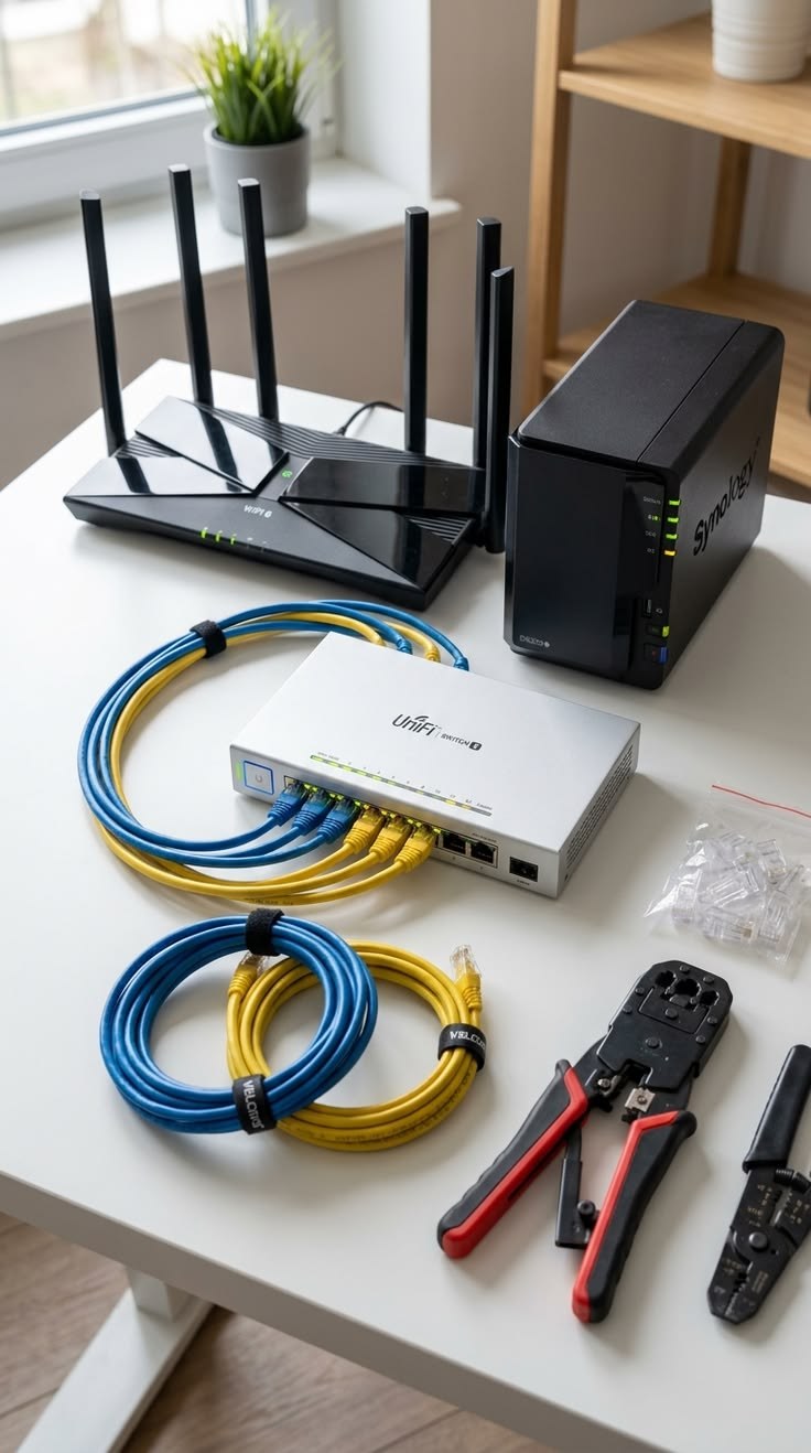 Structured network equipment in a business rack